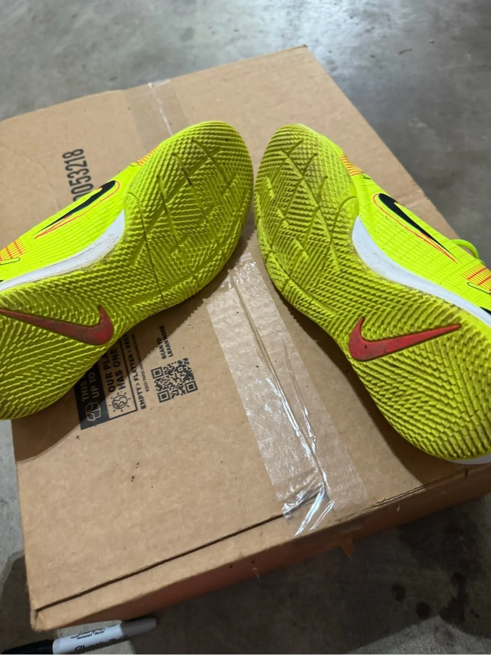 Nike Bright Yellow Indoor Soccer Shoes with Coral Pink Lining